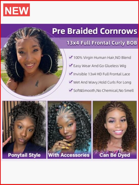 Human Hair 13x4 HD Lace Front Wig Pre Plucked Glueless Short Wet and Wavy main image 4